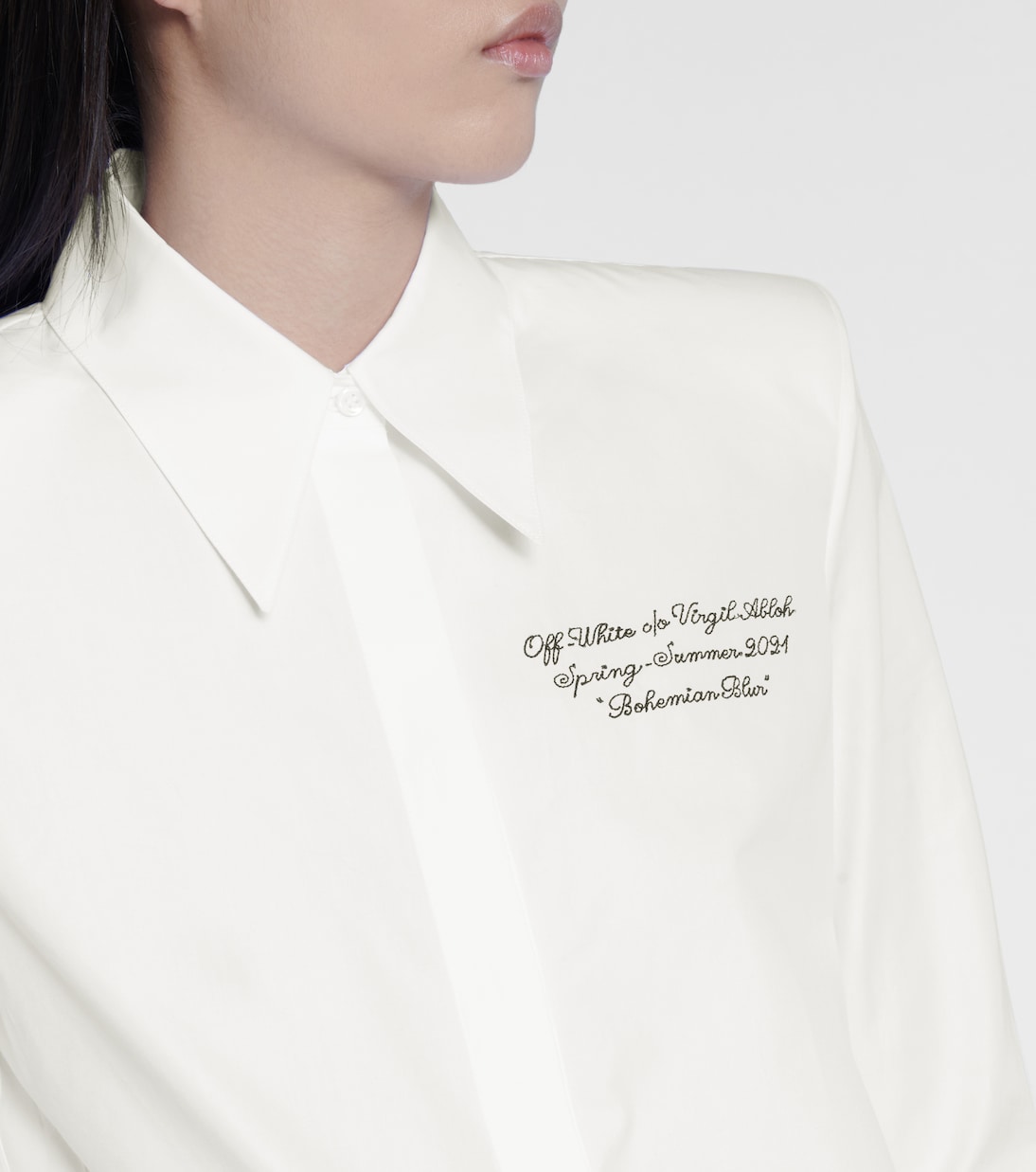 Camicia in cotone con ricami | Off-White