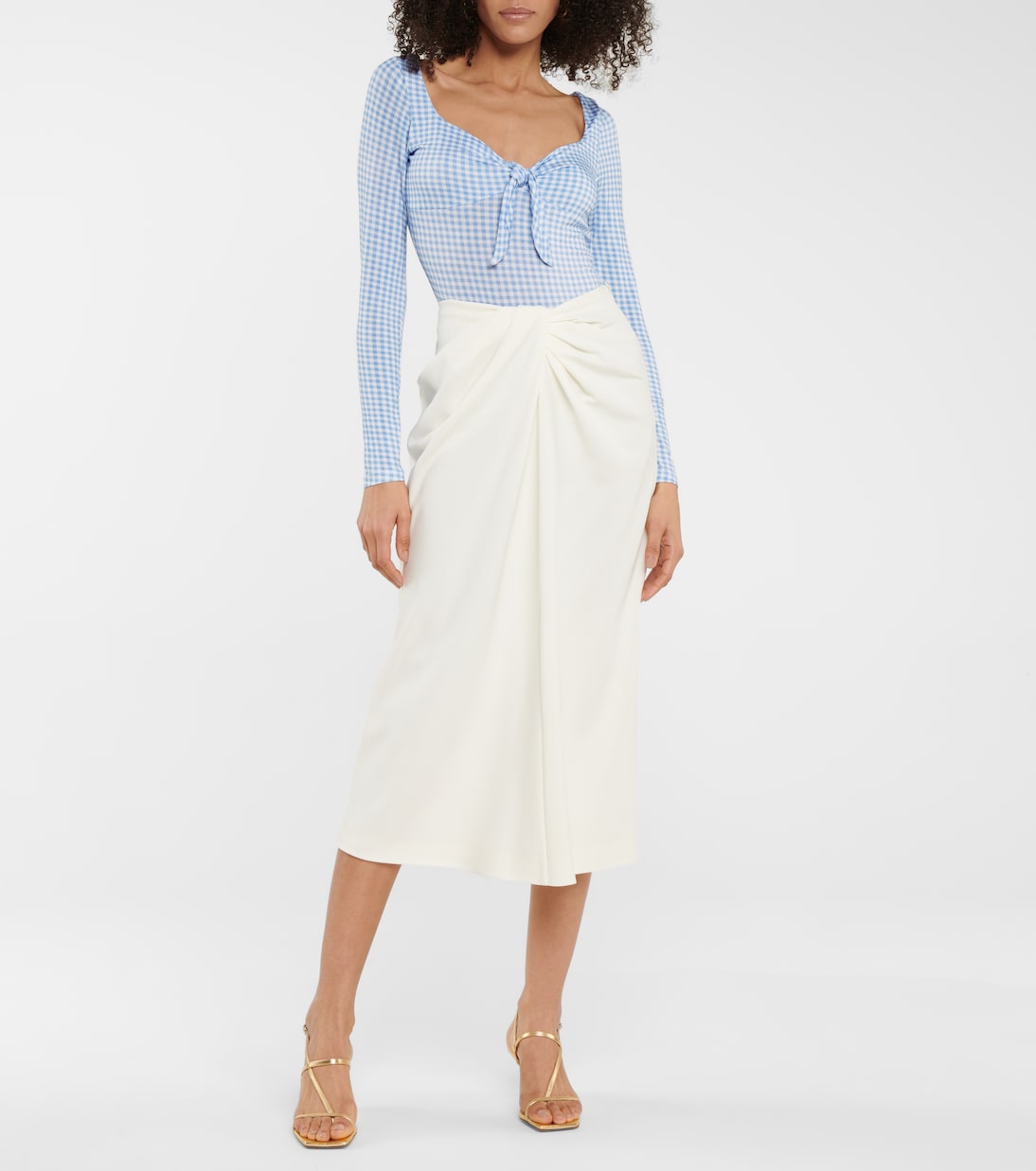 Jessie checked stretch-jersey bodysuit | Caroline Constas