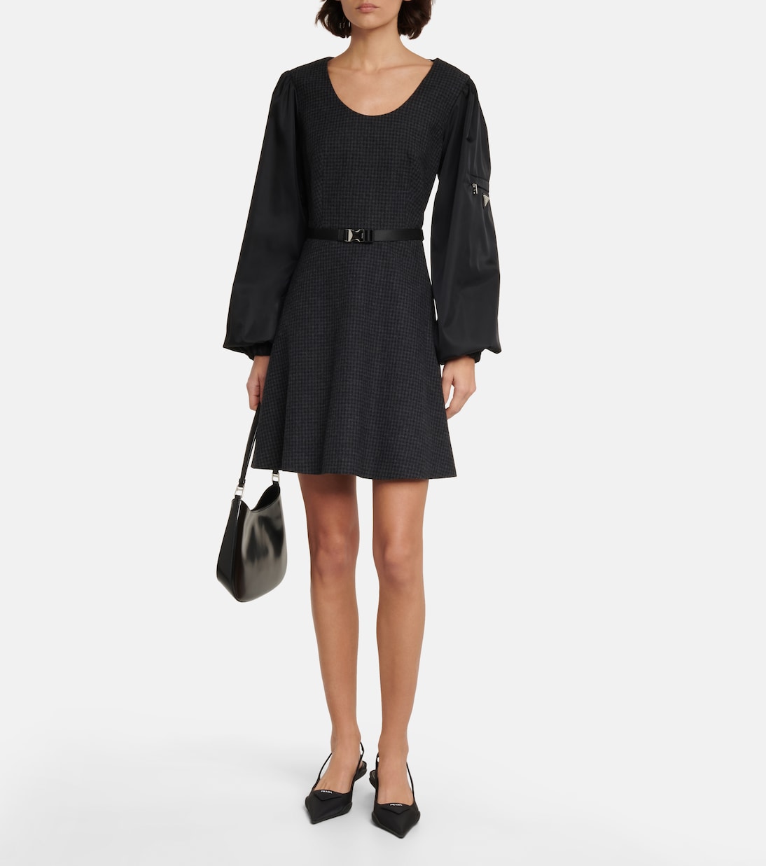 Miniabito in lana a quadri | Prada