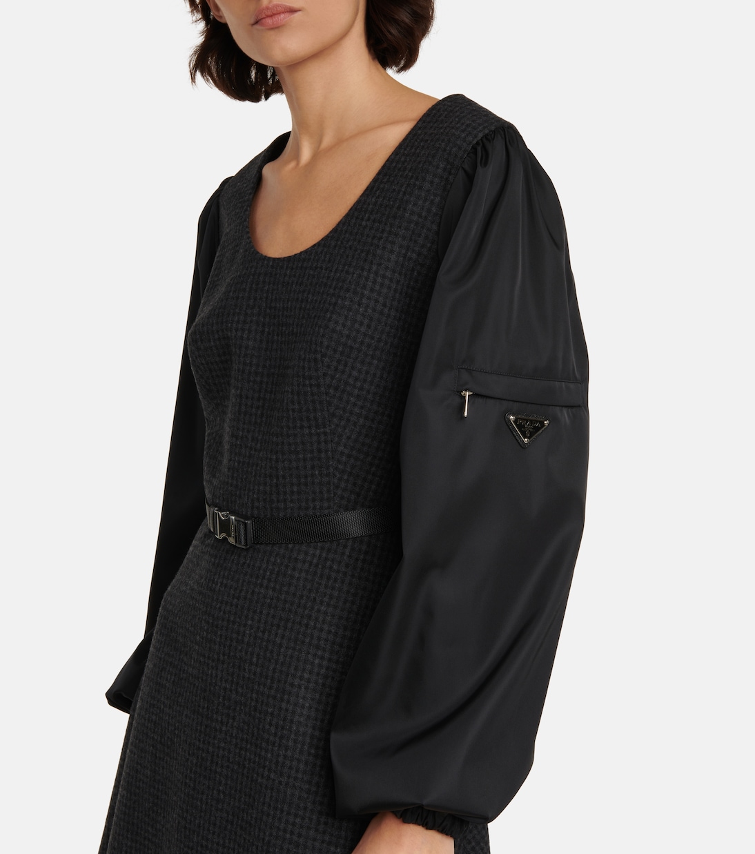 Miniabito in lana a quadri | Prada