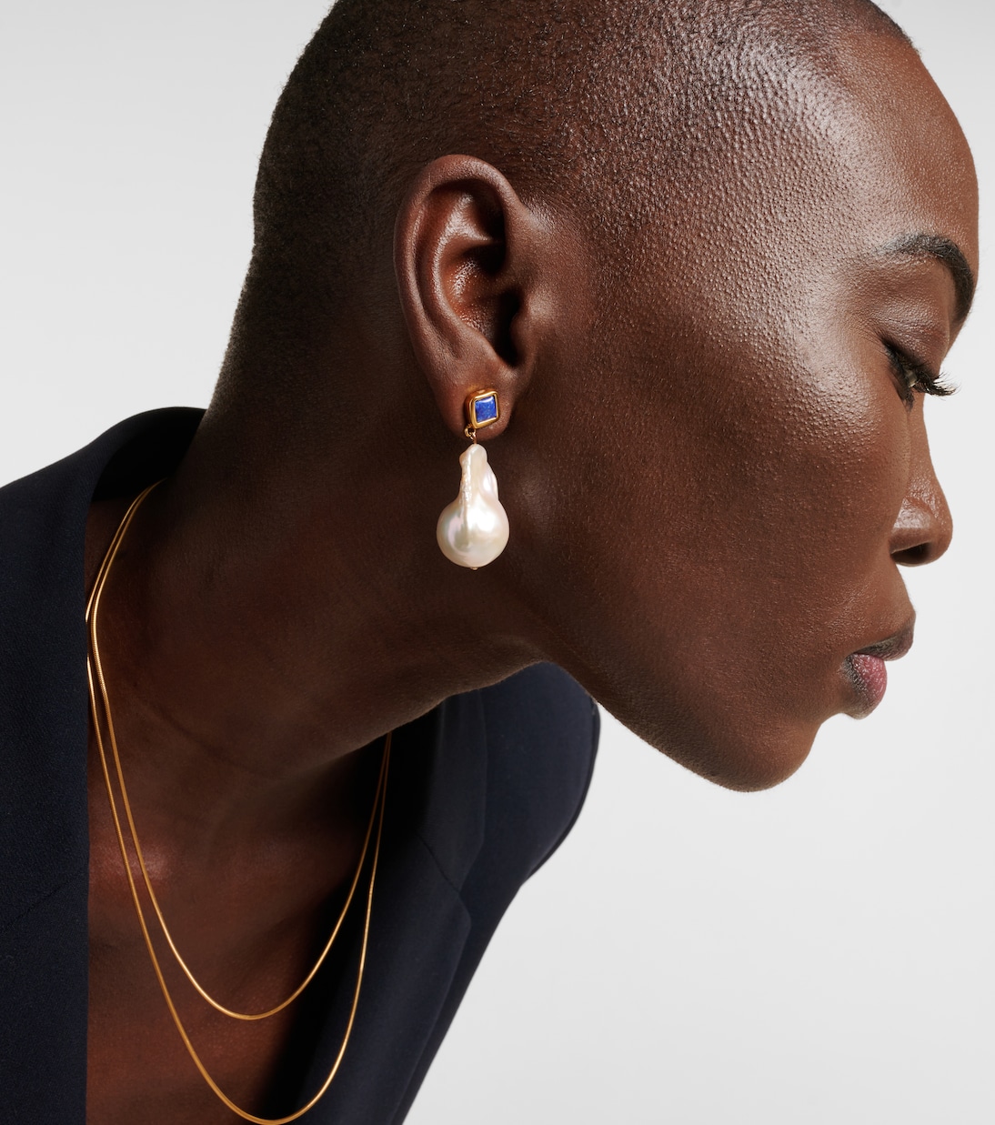 Boucles d’oreilles Mer Large en or vermeil 18 ct, lapis-lazuli et perles baroques | Sophie Buhai