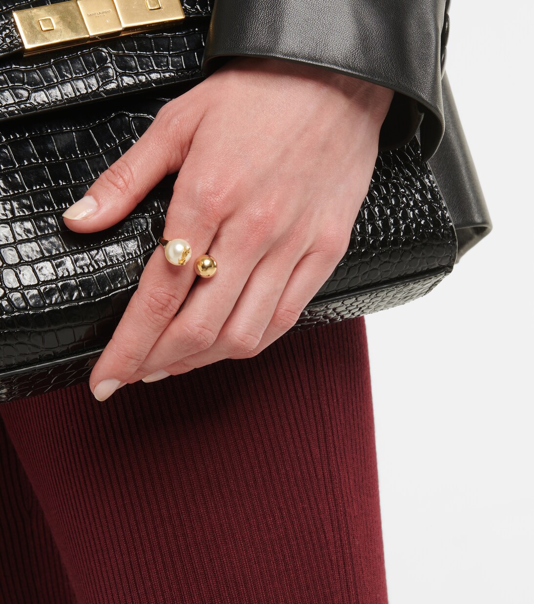 Anillo con perla sintética | Saint Laurent