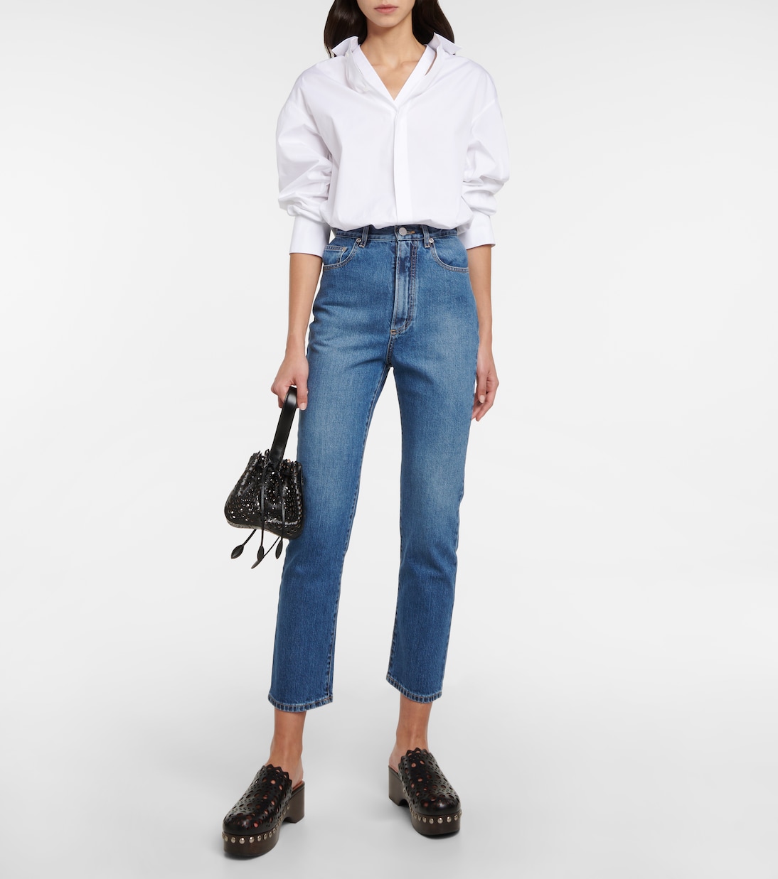 Jeans tapered de tiro alto | Alaïa