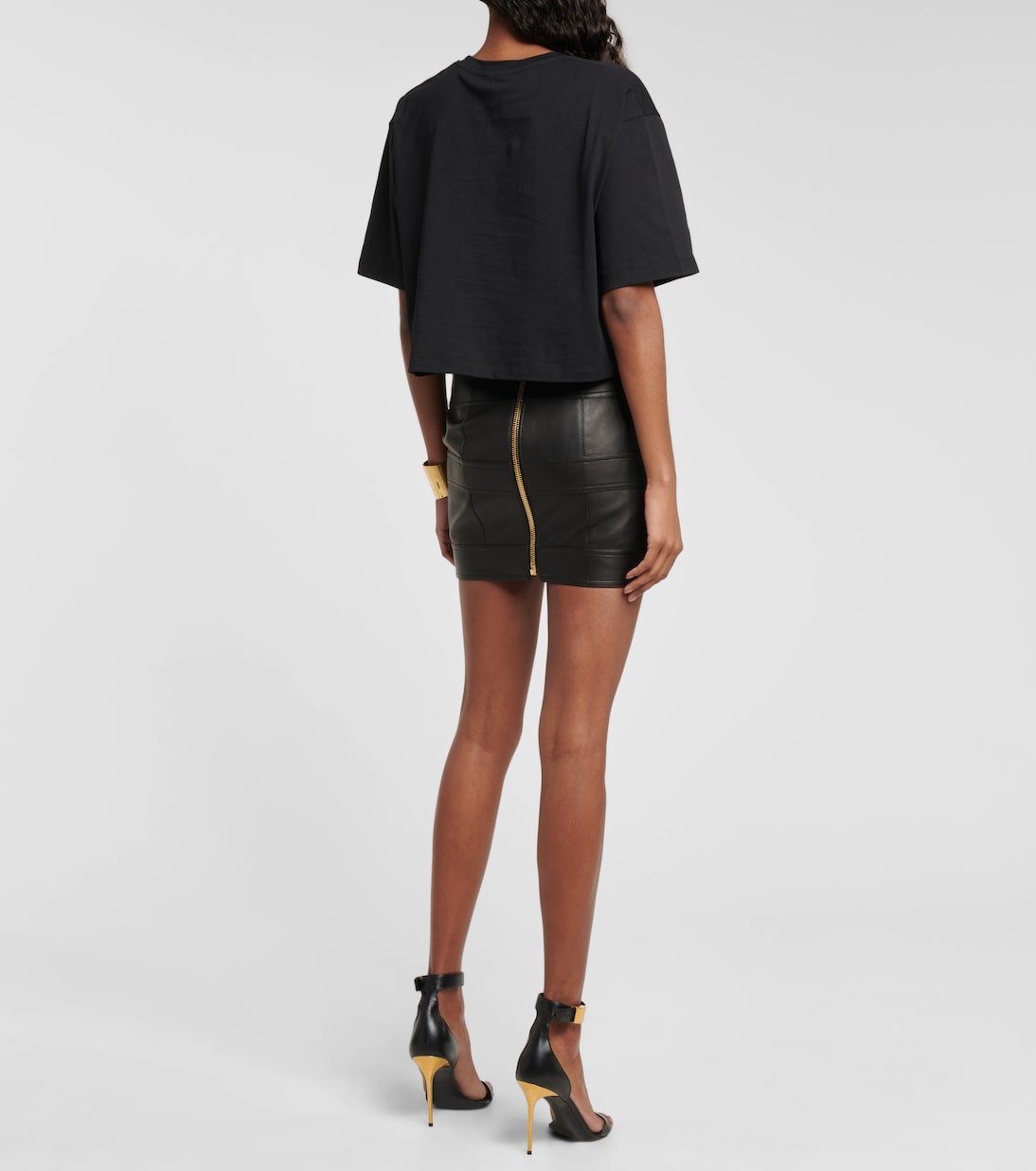 Camiseta de algodón cropped con logo | Balmain