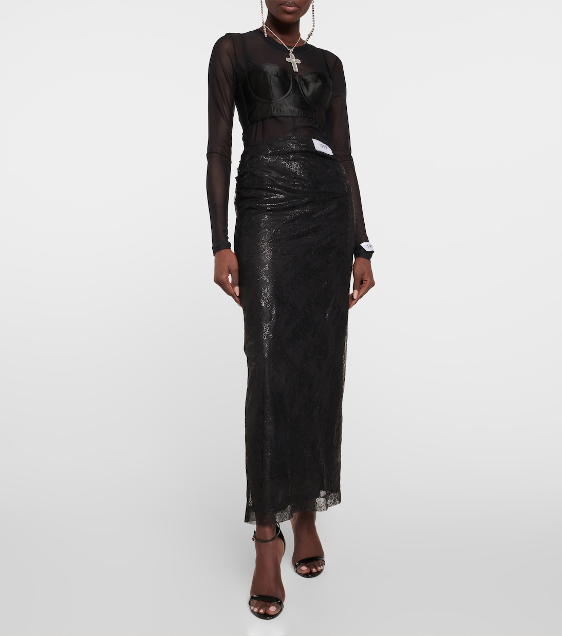 High-Rise-Midirock aus Spitze | Dolce&Gabbana