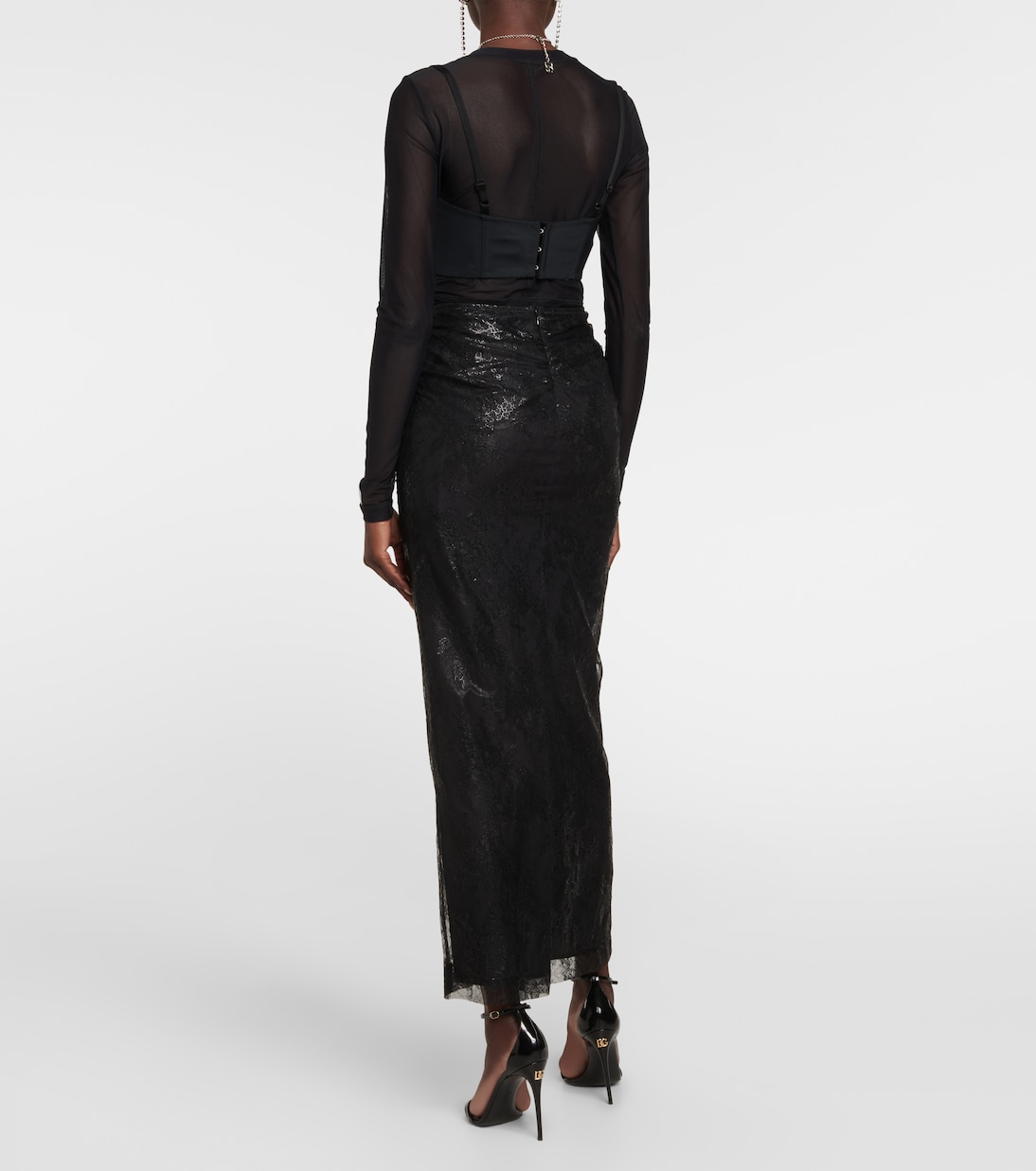 High-Rise-Midirock aus Spitze | Dolce&Gabbana