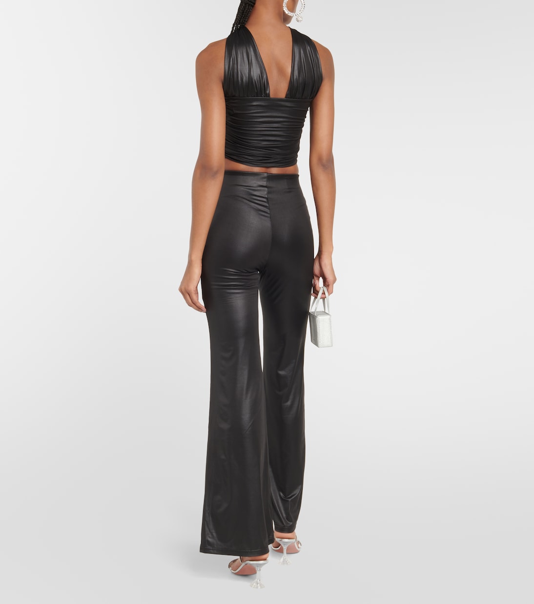 Floral-appliqué strapless crop top | Rotate