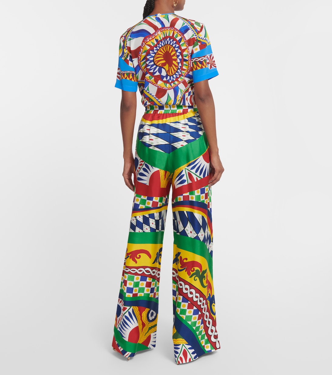 Pantalon ample Carretto à taille haute en soie  | Dolce&Gabbana