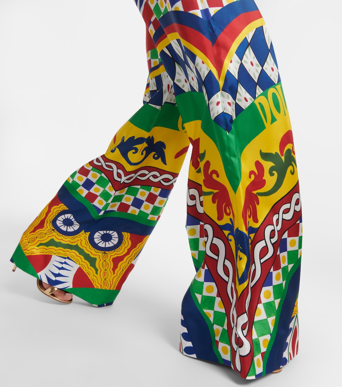 Pantalon ample Carretto à taille haute en soie  | Dolce&Gabbana