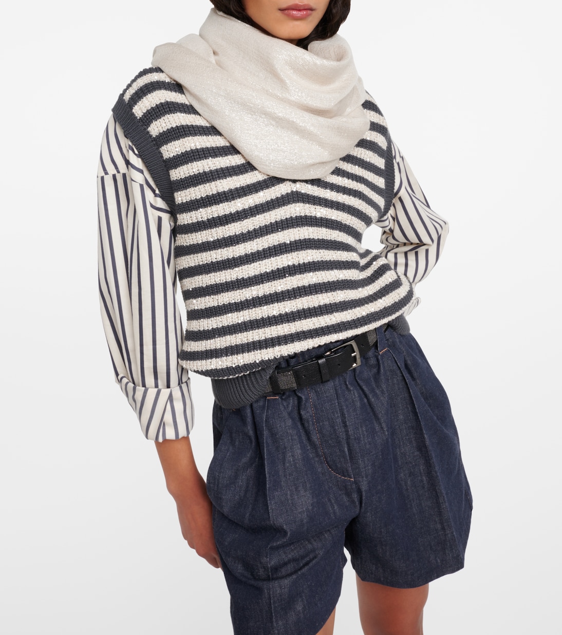Sciarpa in misto cashmere e seta | Brunello Cucinelli