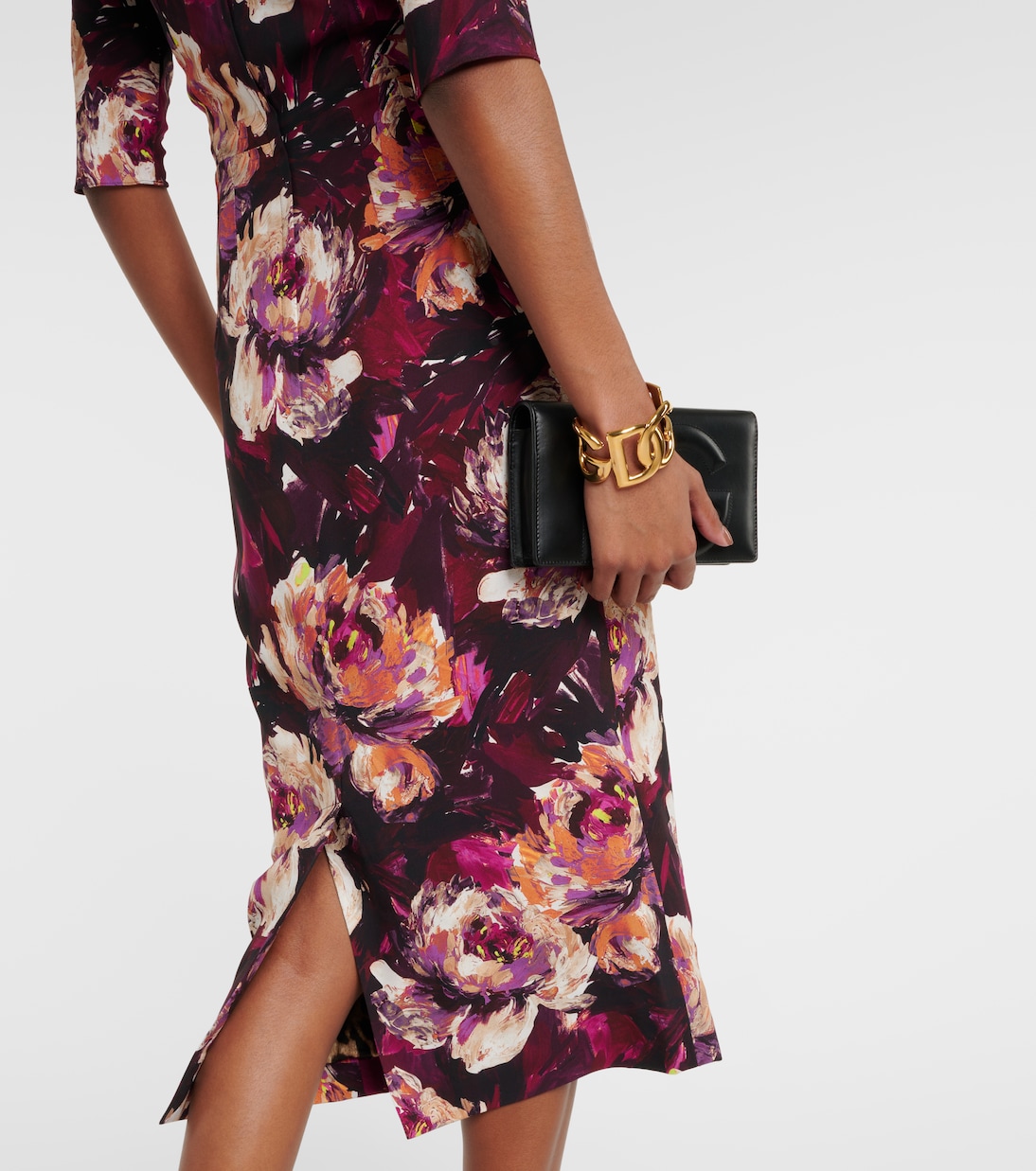 Abito midi in cady con stampa floreale | Dolce&Gabbana