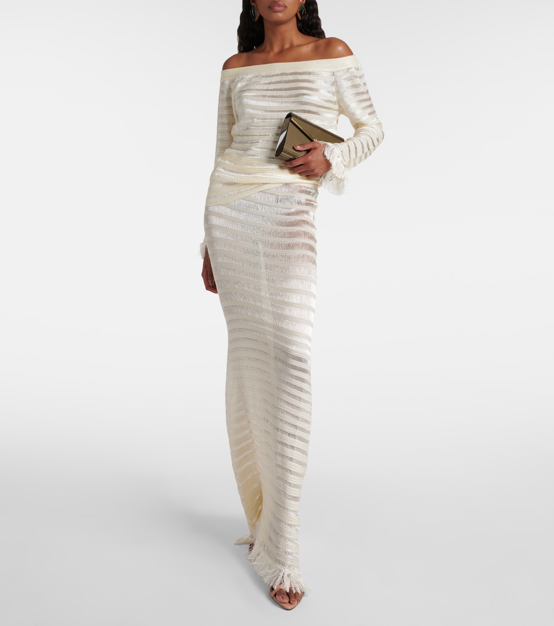 Gonna lunga in maglia con frange | Tom Ford