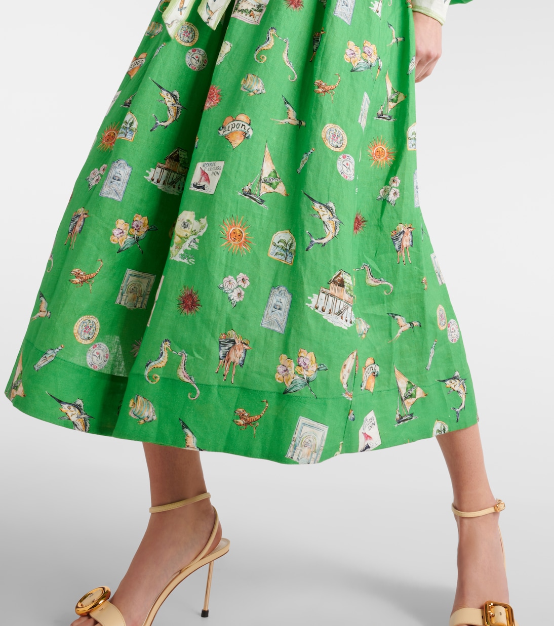 Bedrucktes Midikleid aus Leinen | Alémais