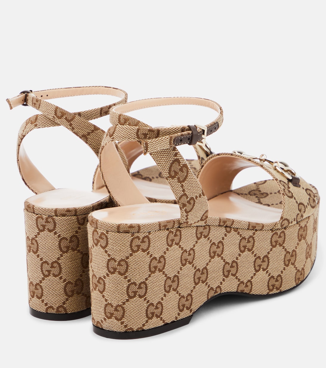 Horsebit GG Canvas platform sandals | Gucci