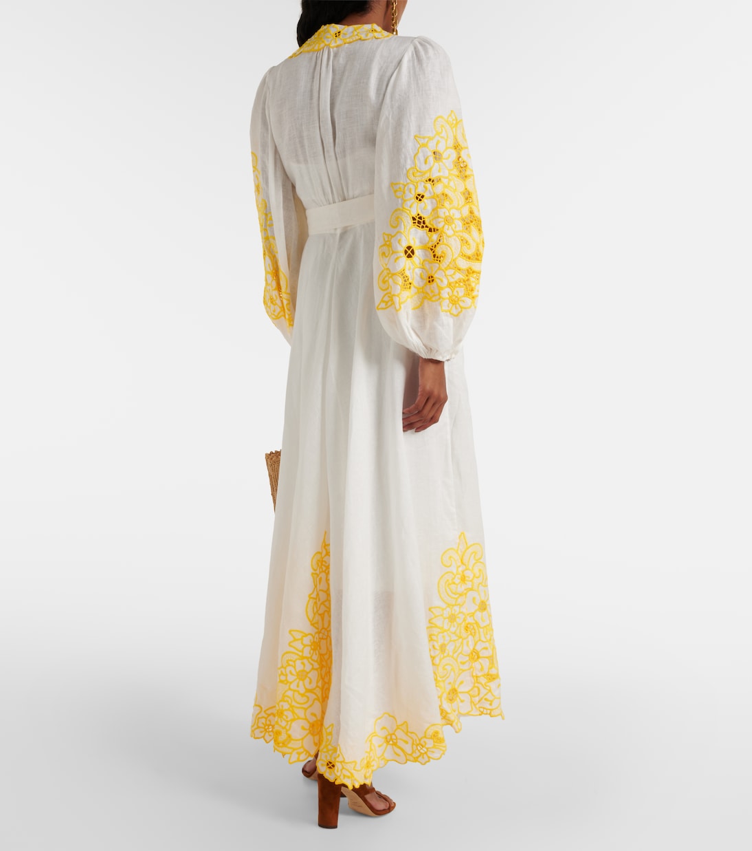 Golden broderie anglaise linen wrap dress | Zimmermann