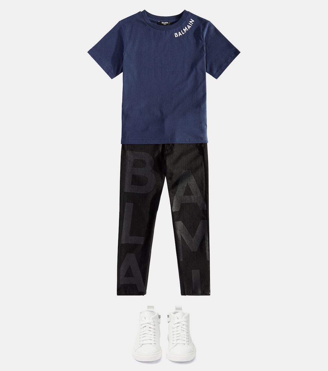 T-shirt in jersey di cotone con logo | Balmain Kids