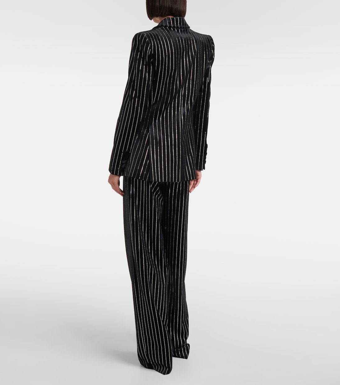 Blazer gessato in velluto con cristalli | Alex Perry