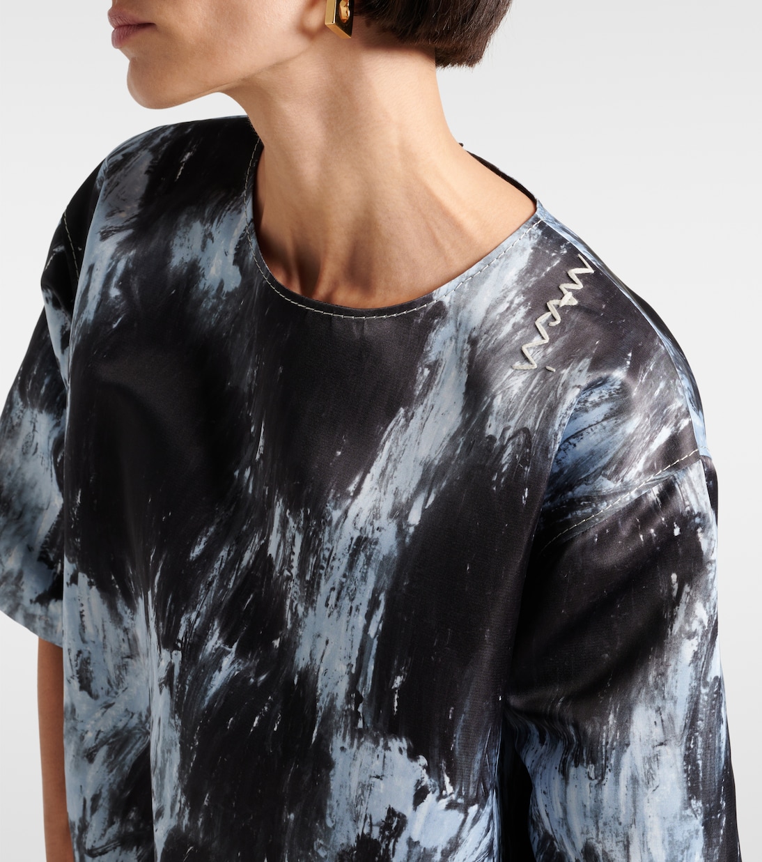 Abito corto in duchesse con stampa | Marni