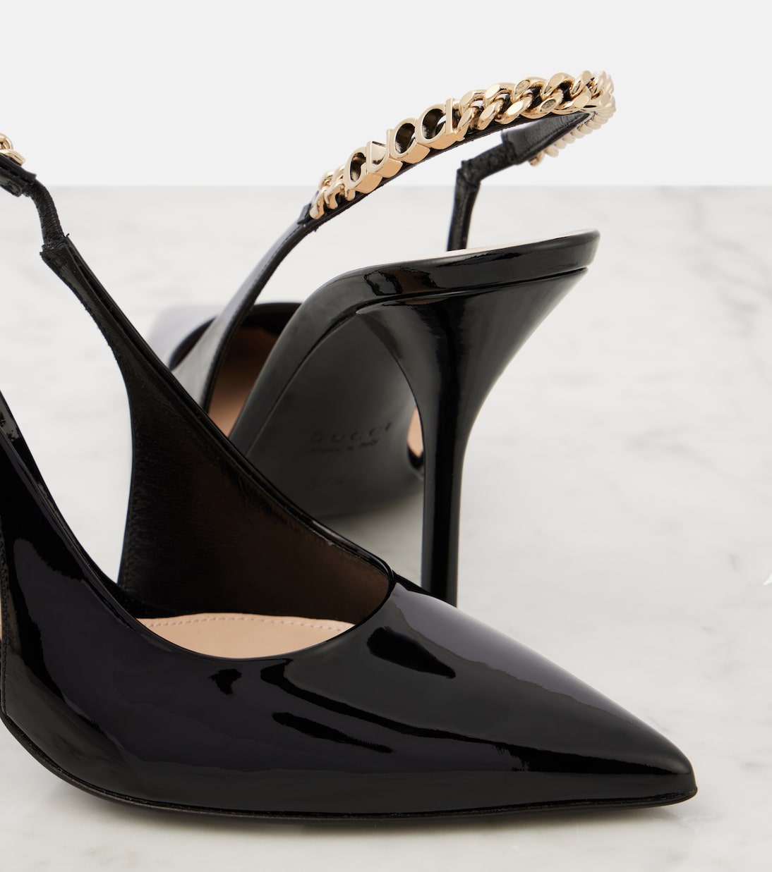 Gucci Signoria patent leather slingback pumps | Gucci