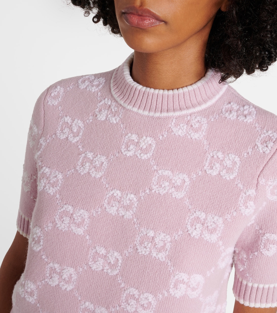 Top de bouclé de lana con GG en jacquard | Gucci