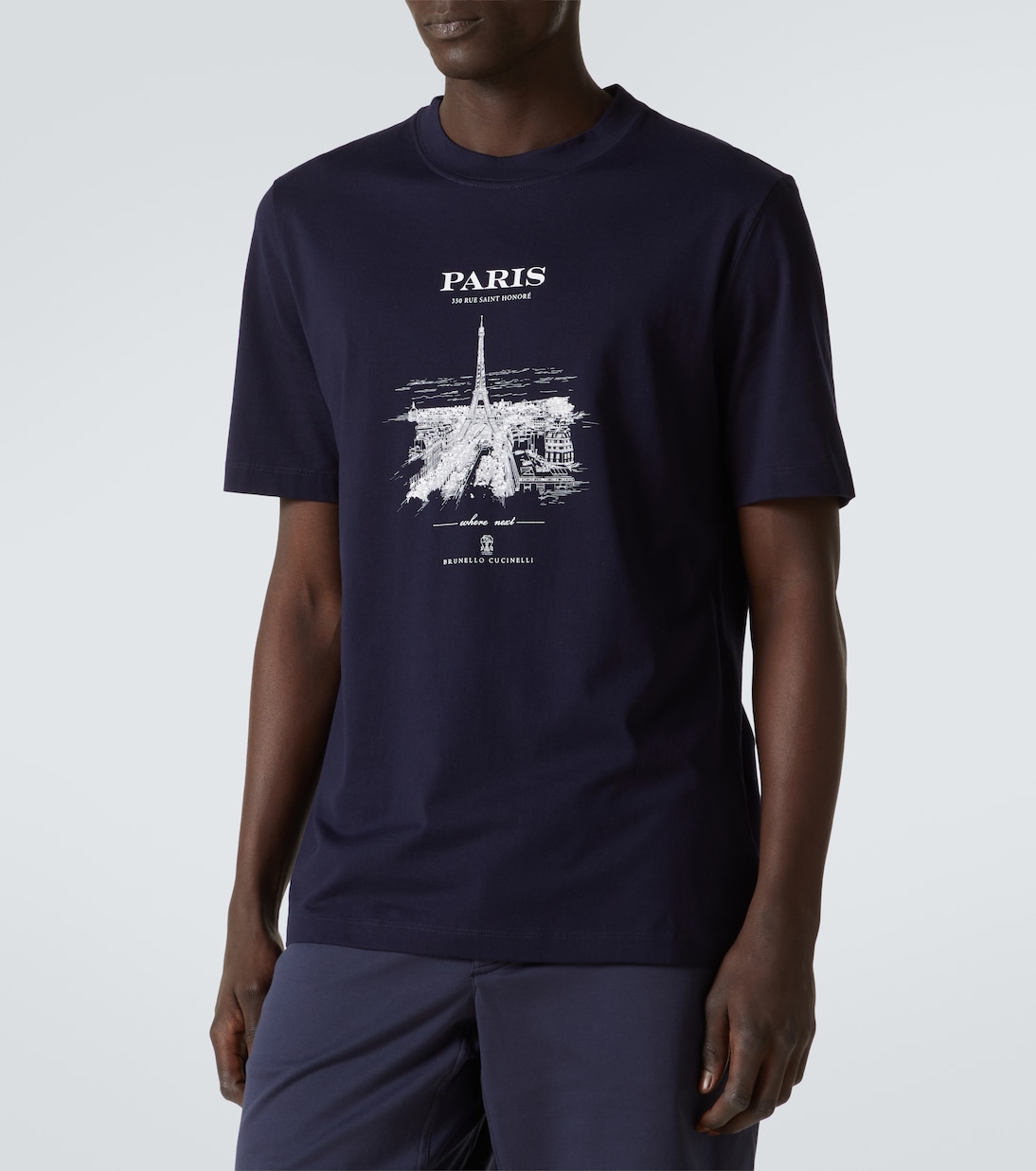 Camiseta en jersey de algodón estampado | Brunello Cucinelli