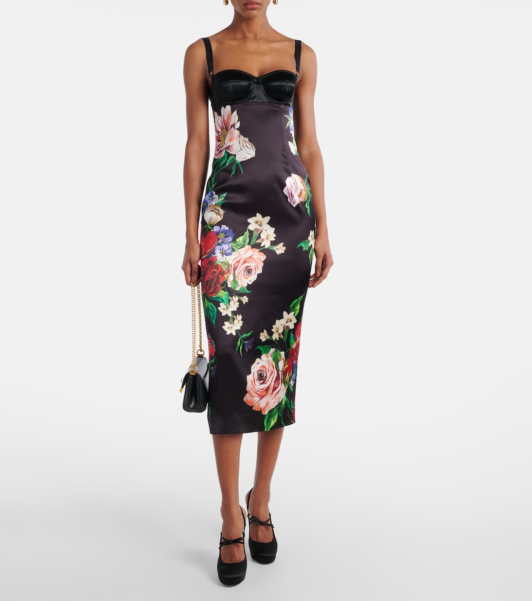 Floral satin midi dress | Dolce&Gabbana