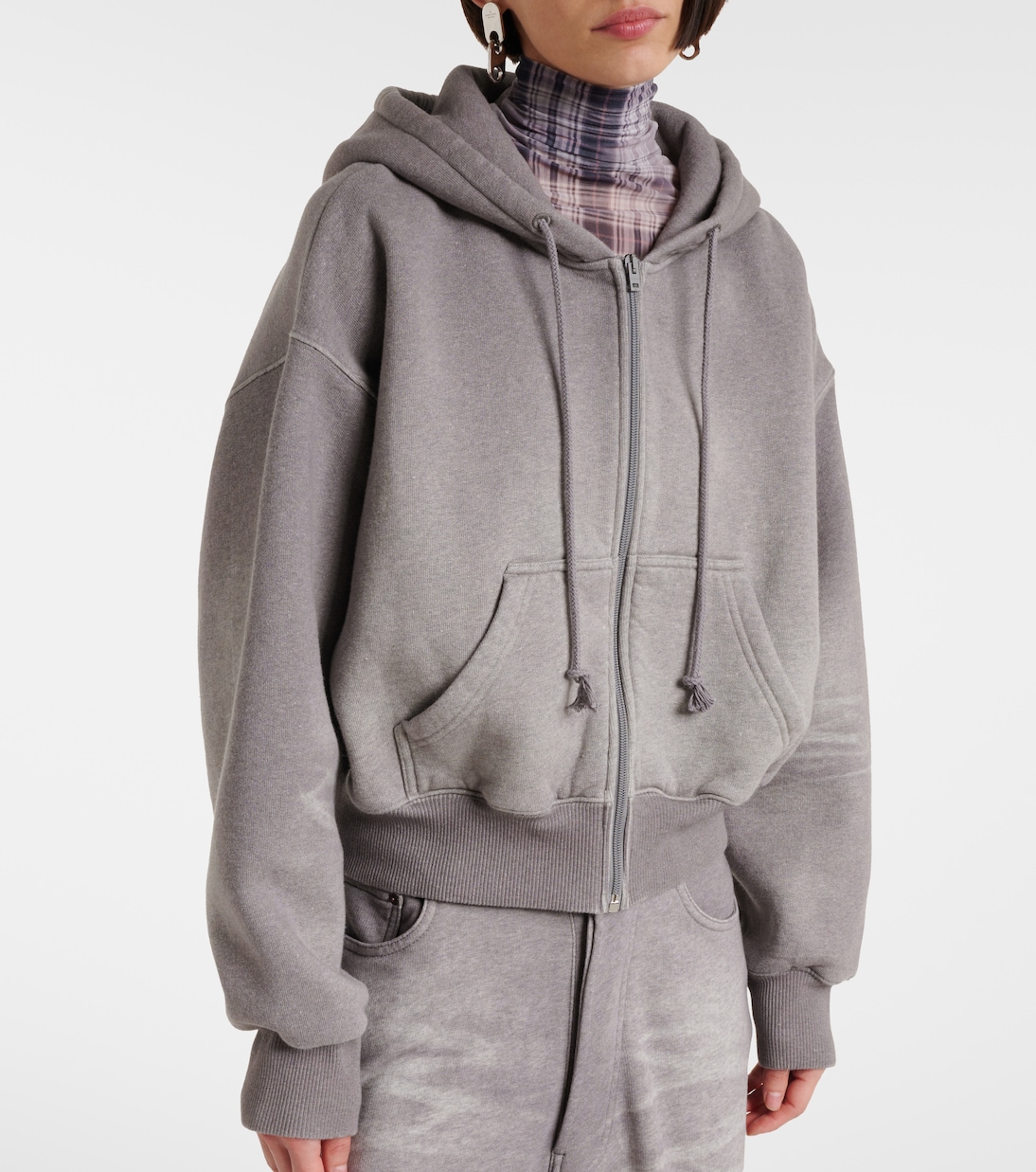 Felpa in jersey di cotone con zip e cappuccio | Acne Studios