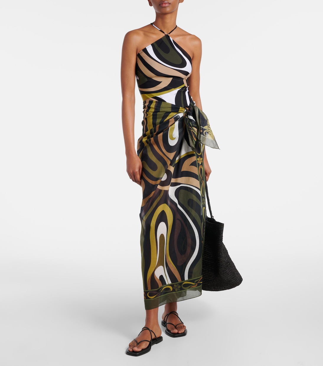 Pareo Marmo in cotone con logo | Pucci
