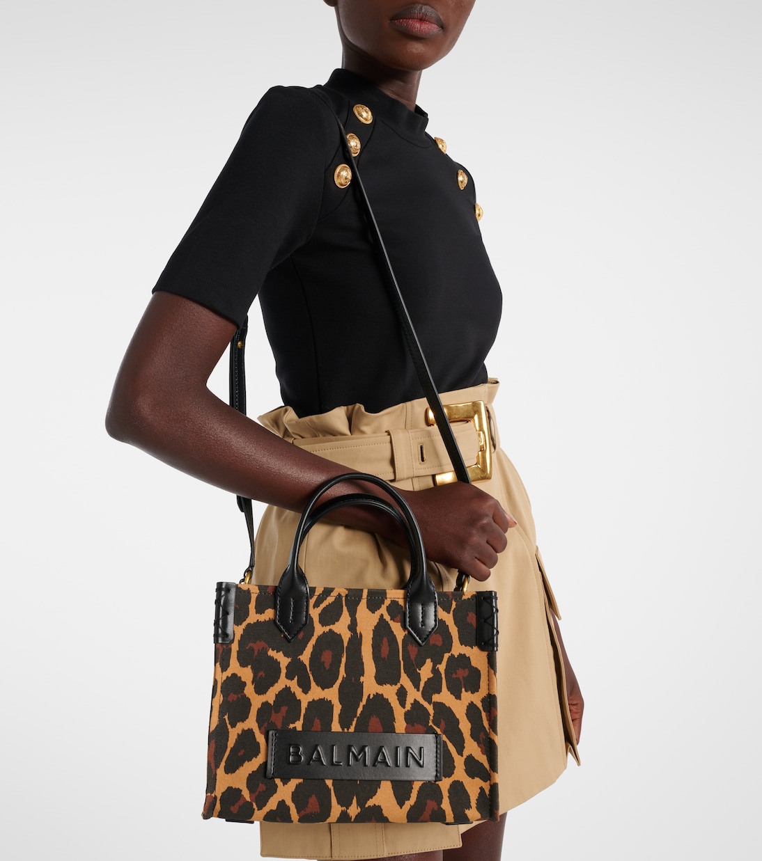 Cabas B-Army Small à motif léopard | Balmain