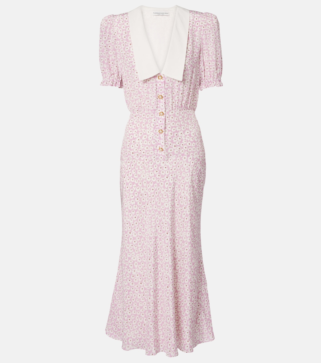 Robe midi en soie à fleurs | Alessandra Rich