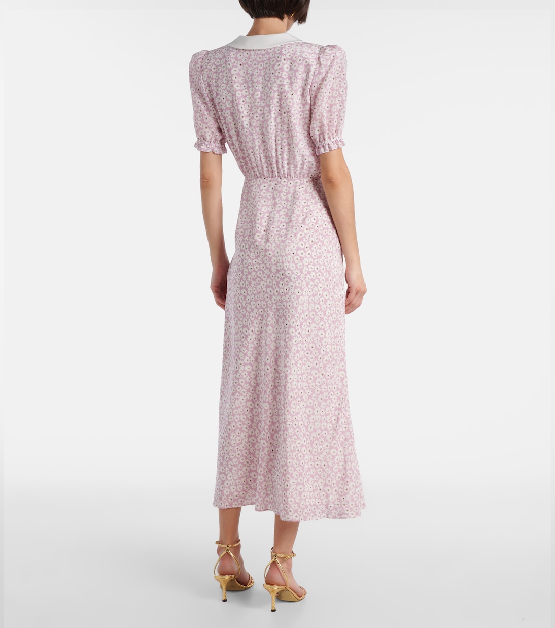 Robe midi en soie à fleurs | Alessandra Rich