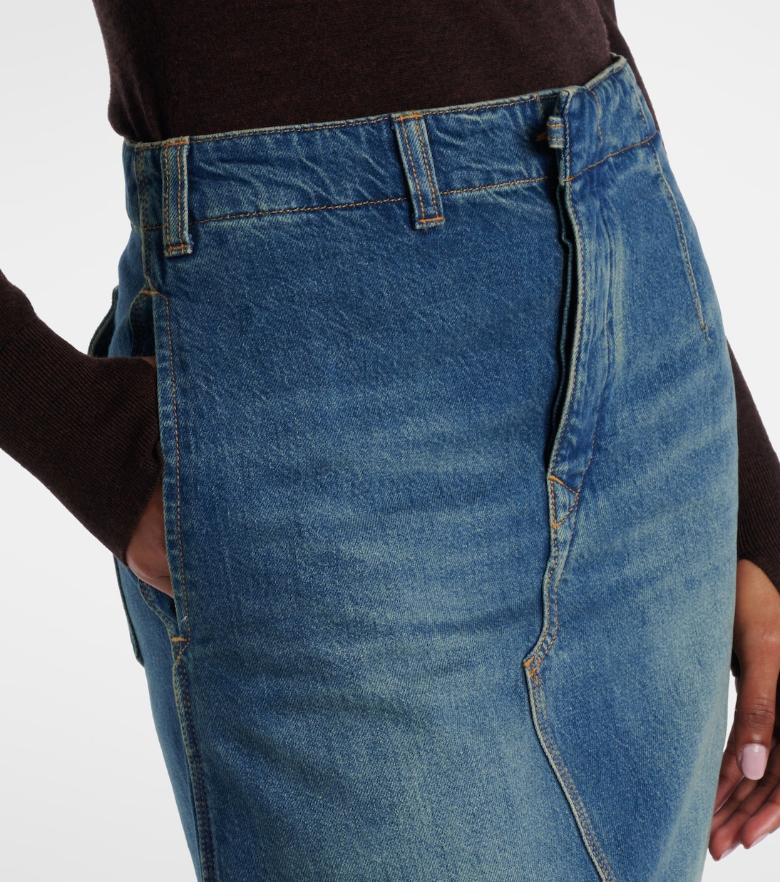 Asymmetric denim midi skirt | Victoria Beckham