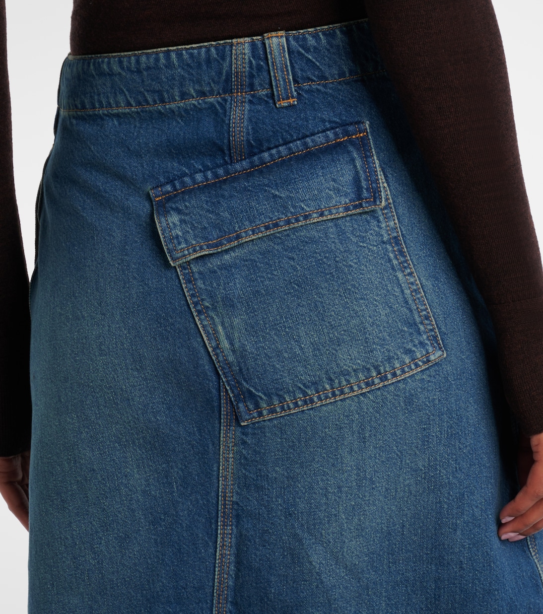 Asymmetric denim midi skirt | Victoria Beckham