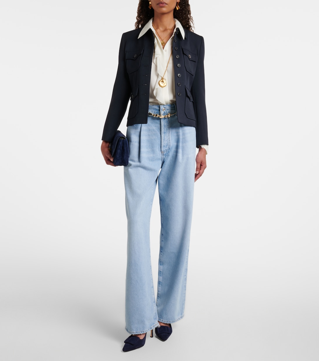 Franka pleated mid-rise wide-leg jeans | Agolde