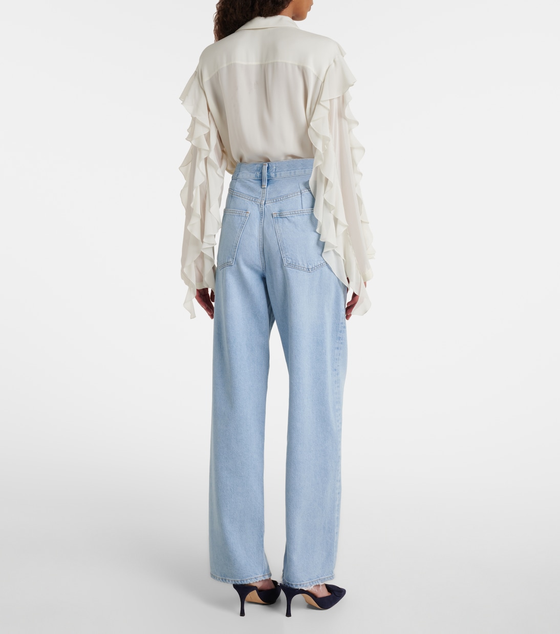 Franka pleated mid-rise wide-leg jeans | Agolde