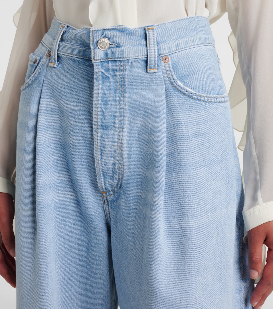 Franka pleated mid-rise wide-leg jeans | Agolde