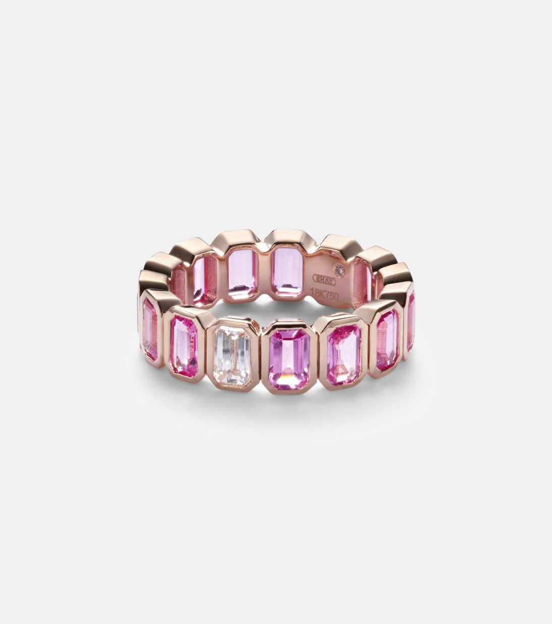 18kt rose gold ring with pink sapphires and diamond | Shay Jewelry