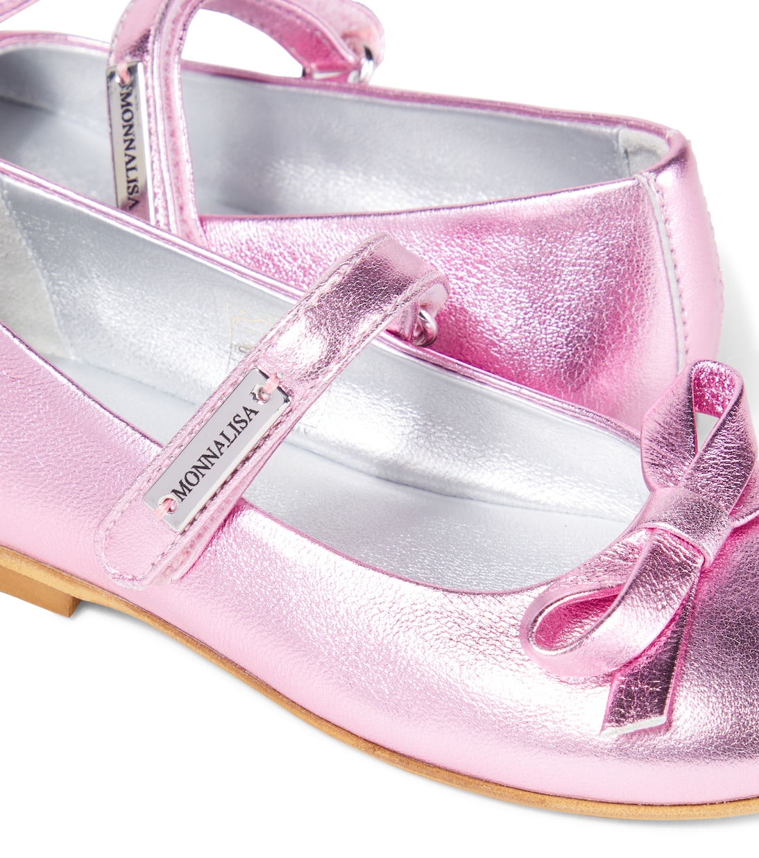 Metallic leather ballet flats | Monnalisa