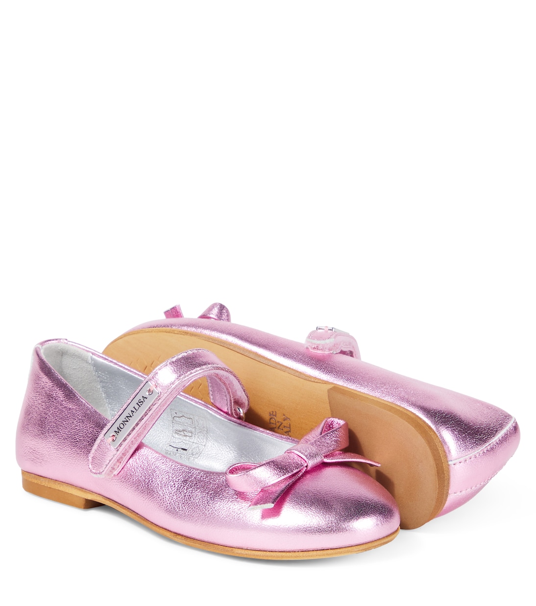 Metallic leather ballet flats | Monnalisa