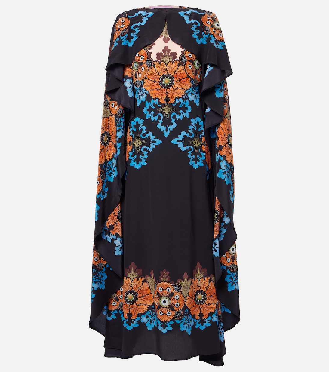Magic caped floral silk maxi dress | La DoubleJ