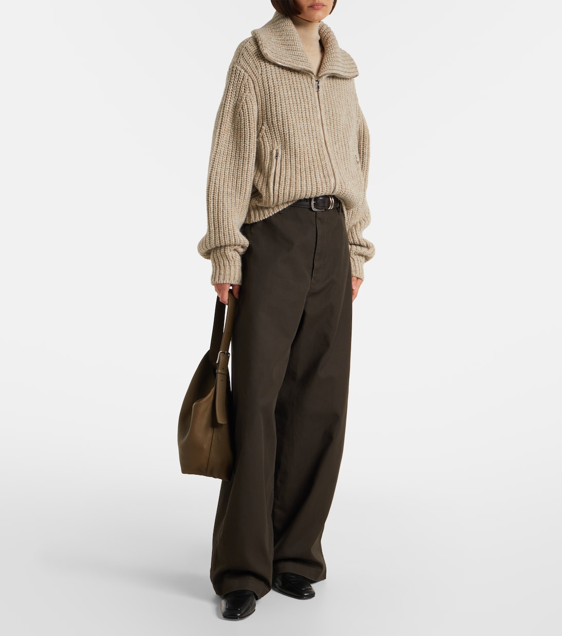 High-rise cotton twill wide-leg pants | Lemaire
