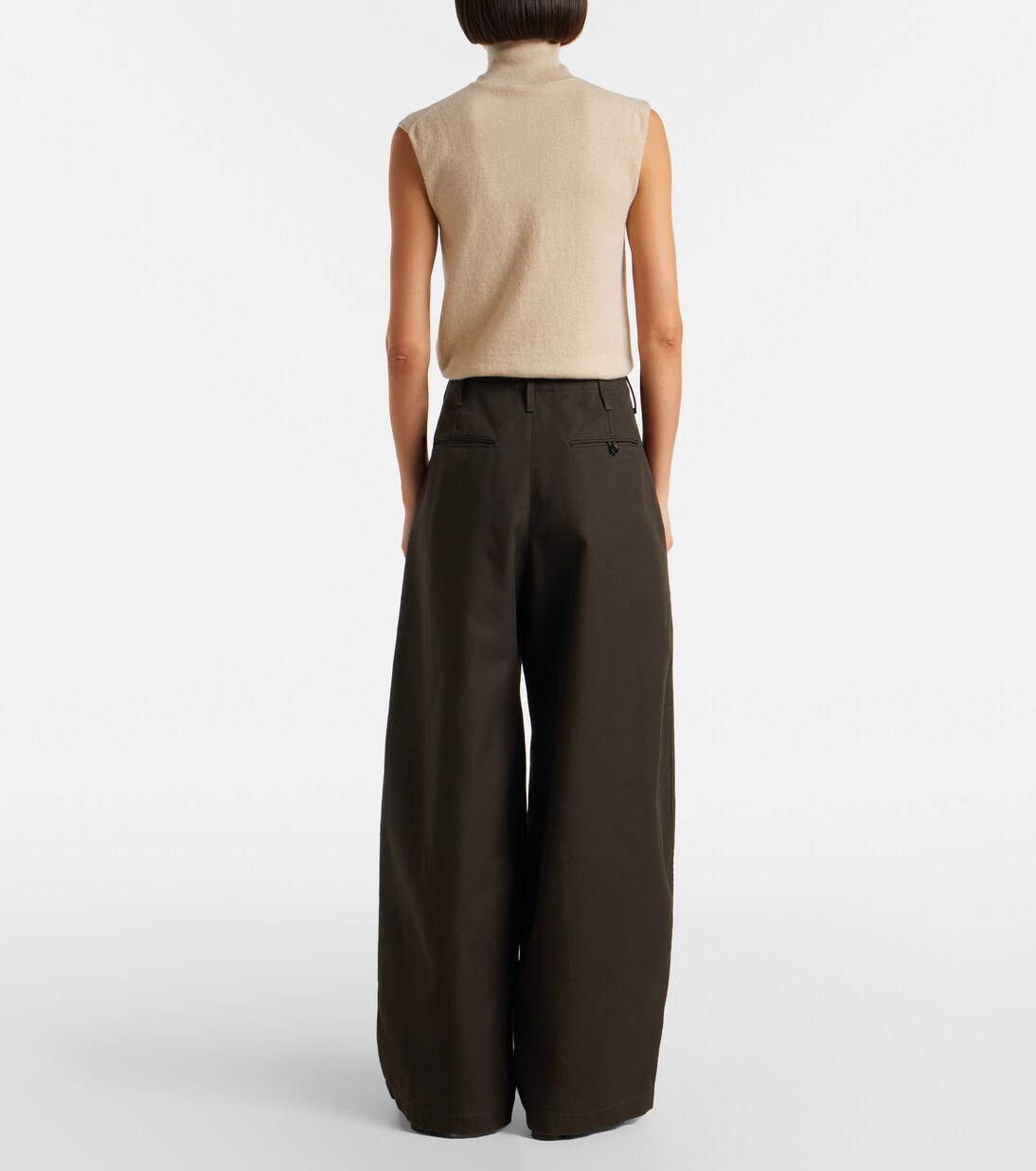 High-rise cotton twill wide-leg pants | Lemaire