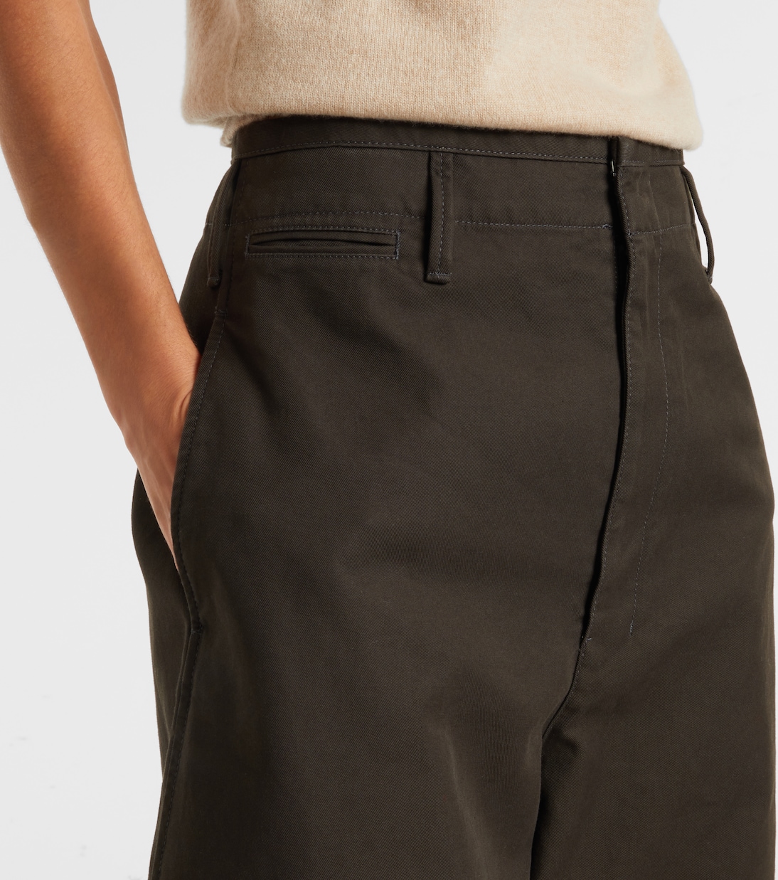 High-rise cotton twill wide-leg pants | Lemaire
