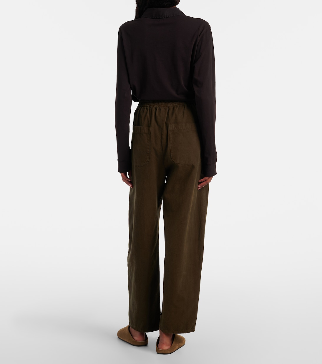 Chloe high-rise cotton canvas barrel-leg pants | Leset