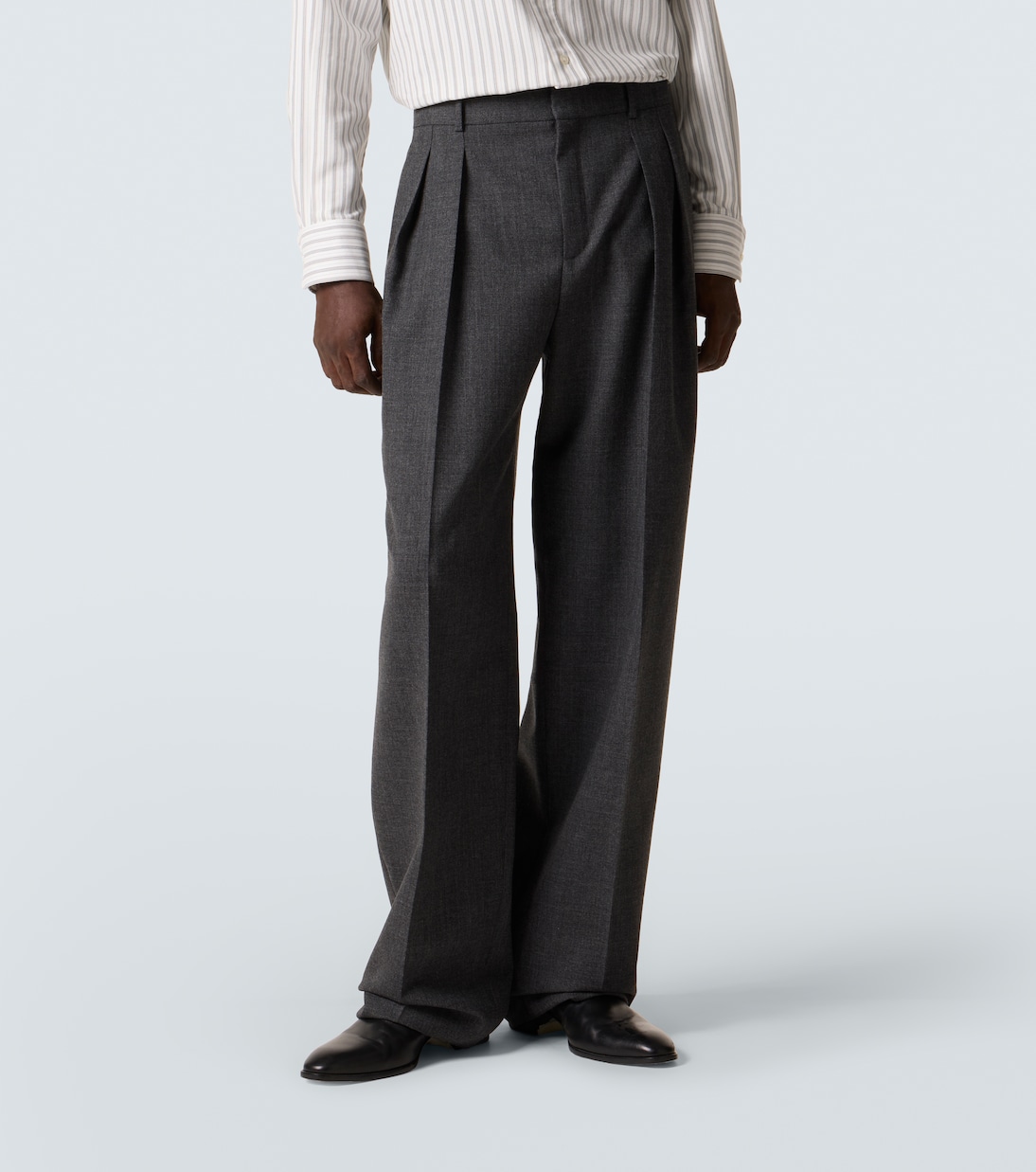 Low-rise wool chiné wide-leg pants | Saint Laurent