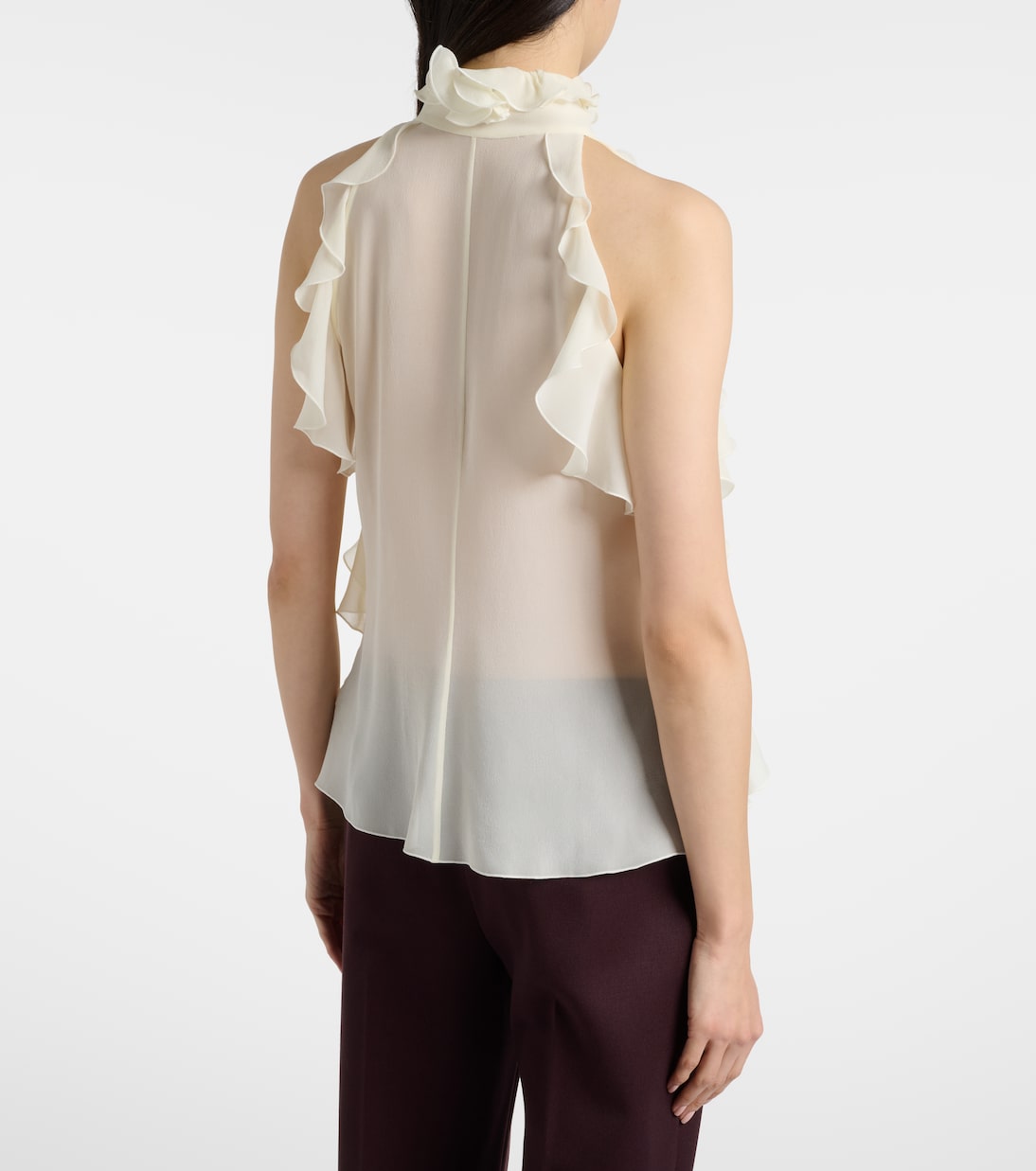 Ruffled cutout silk georgette top | McQueen