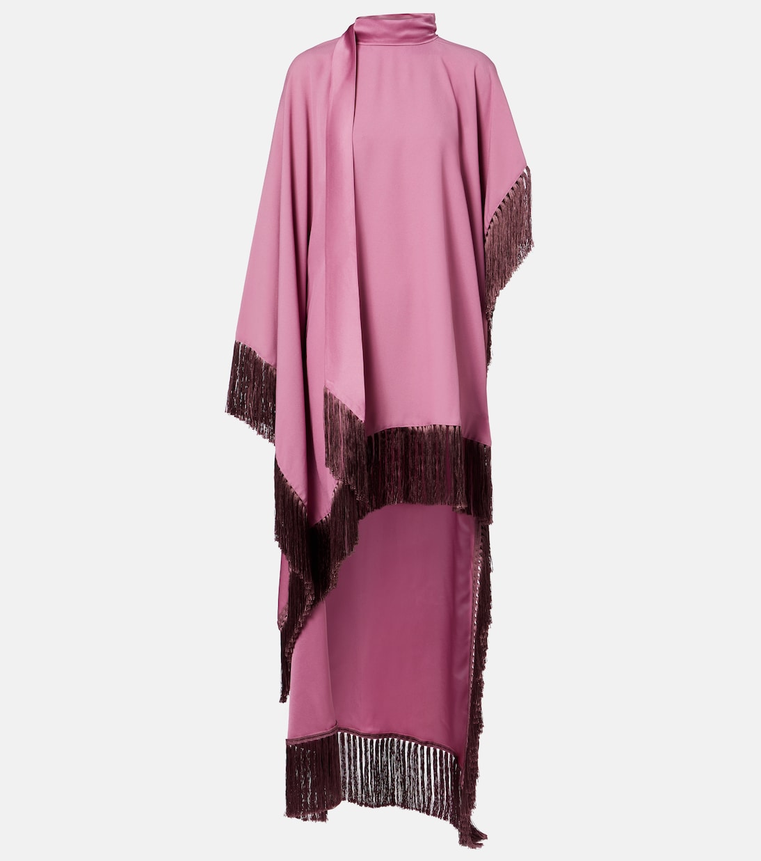 Asymmetric fringed satin kaftan | Taller Marmo