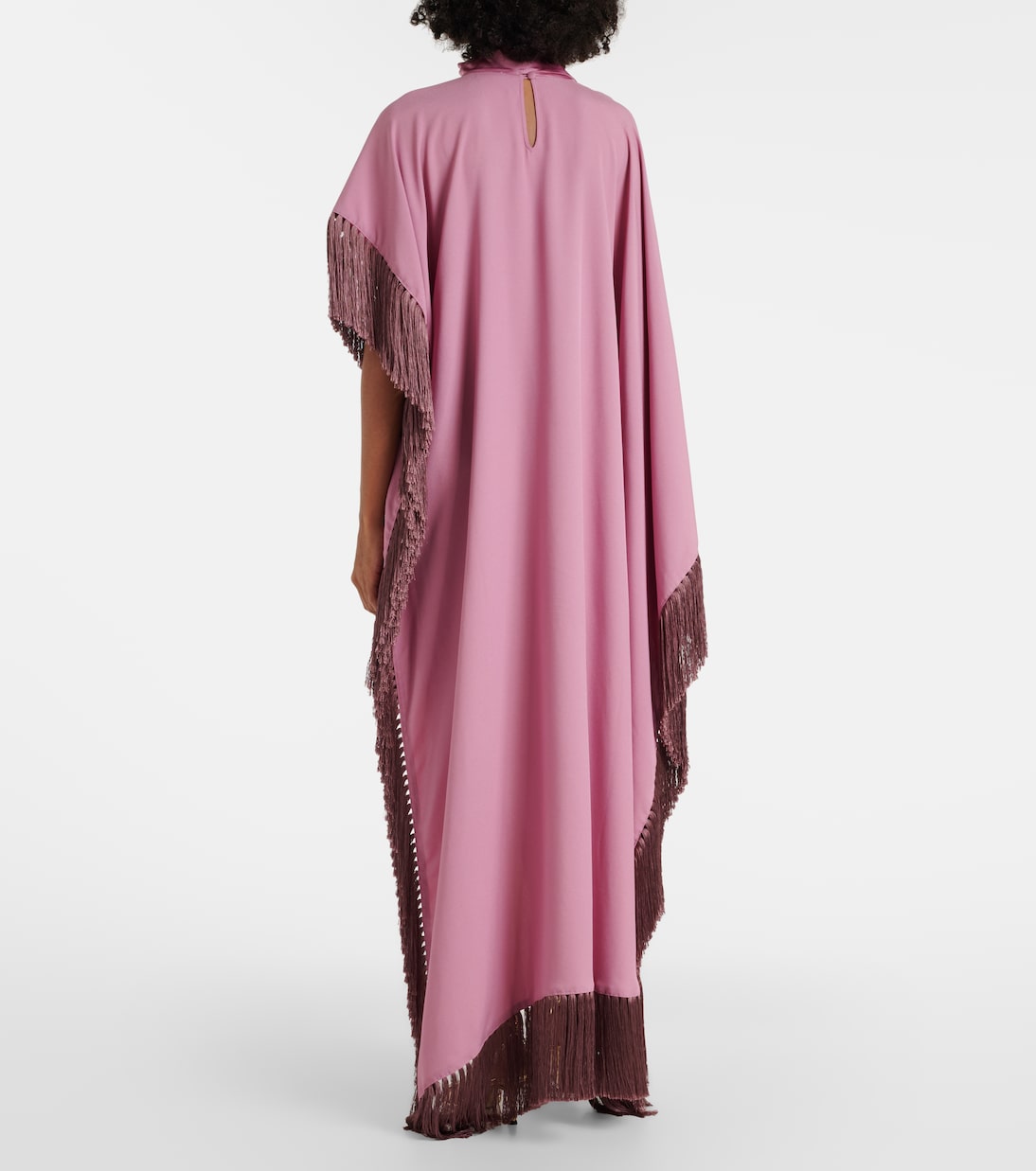 Asymmetric fringed satin kaftan | Taller Marmo