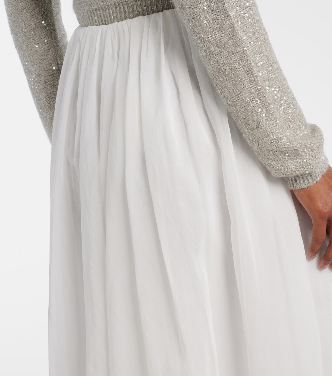 Midirock aus Baumwolle und Tüll | Brunello Cucinelli