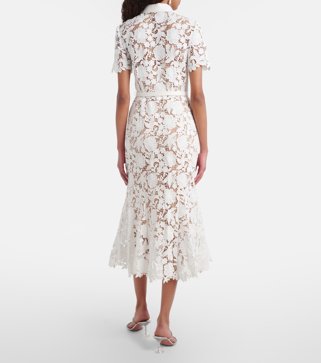 Belted lace shirt dress | Self-Portrait